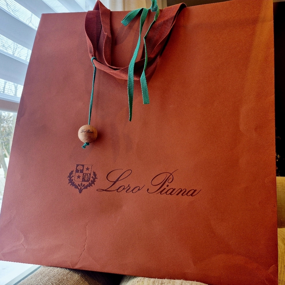 Luxury XL Loro Piana Rusty Orange Shopping Bag With  Cedar Moth Repellent Ball